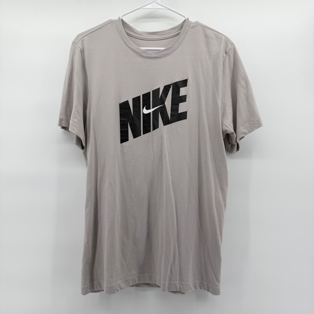 Nike T-Shirt Mens Medium Grey Graphic Block Logo Short Sleeve 363277-05V